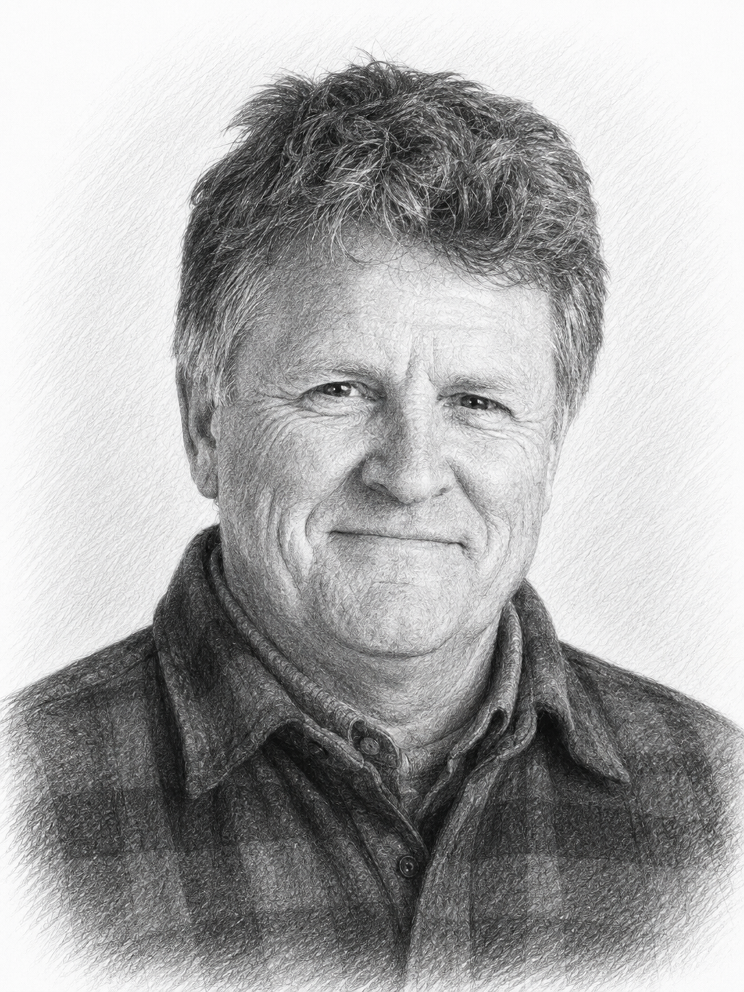 Pencil sketch portrait of Dag Rutherford