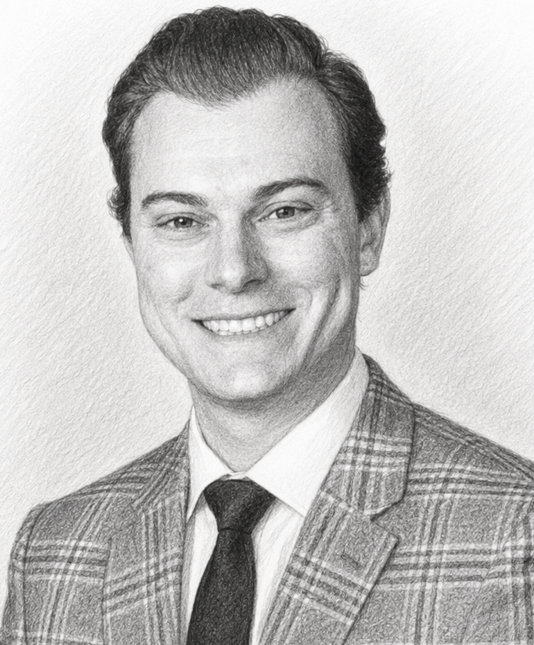 Pencil sketch portrait of Zach Sargent